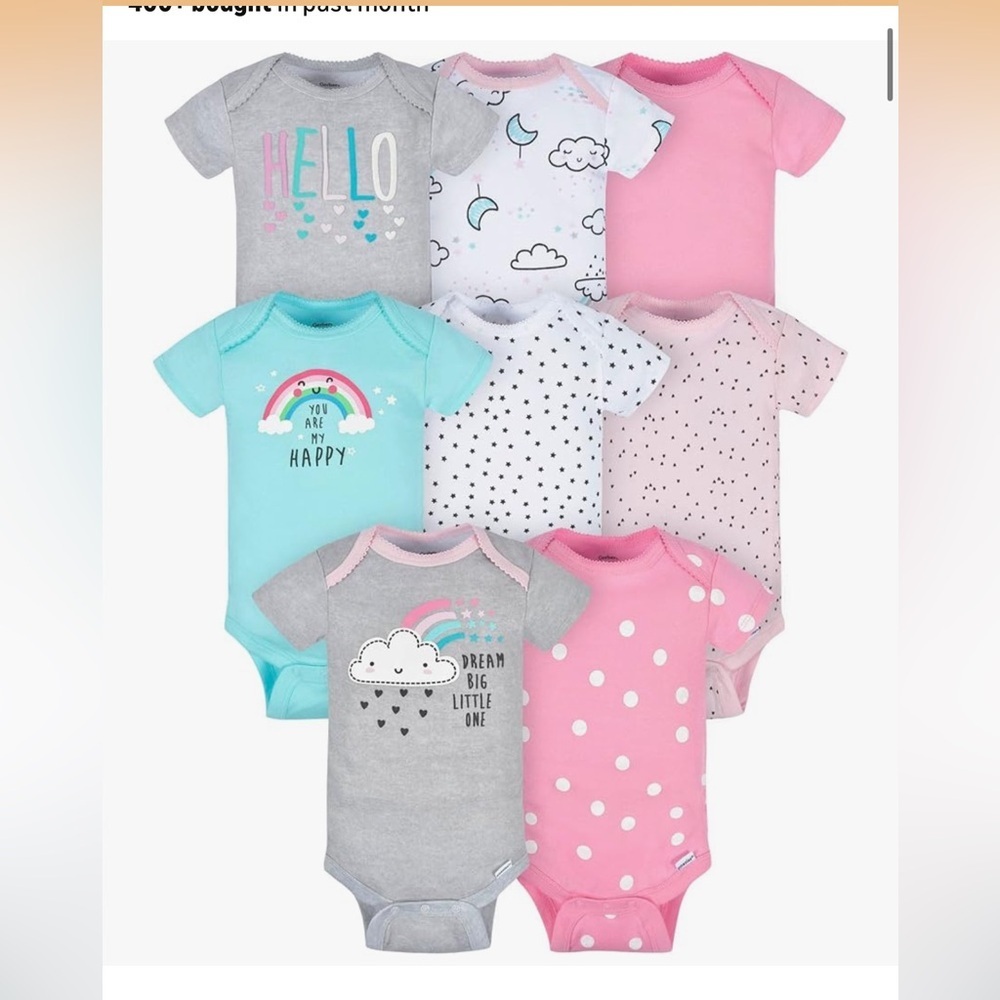 Gerber Pink, Gray, and Blue Baby Bodysuits Set